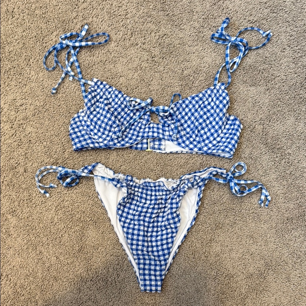 Beach Riot Blue and White Gingham Bikini